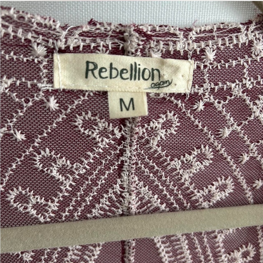 Boho Western Gipsy Burgundy Floral Sheer Kimono Size M - Picture 4 of 8